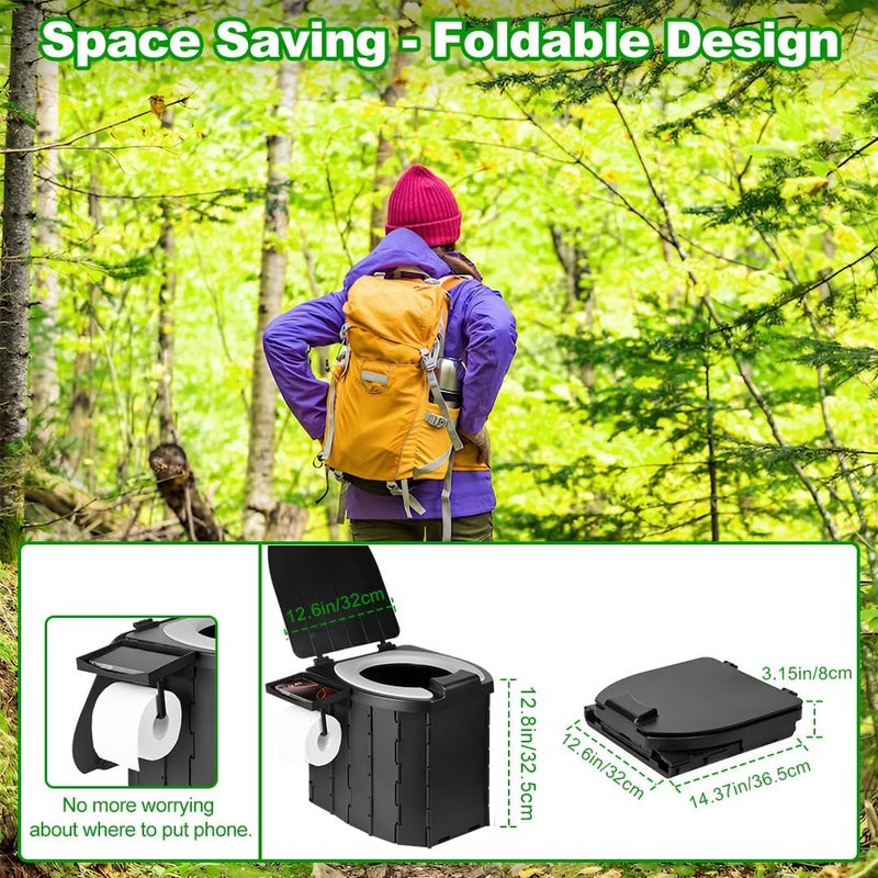 Ryscam Portable Toilet, Camping Toilet with Lid, Portable Travel Folding Toilet with Bags, Suitable for Camping, Hiking, Car Travel,Truck, RV, Boating, Road Trips, Beach - Image 3
